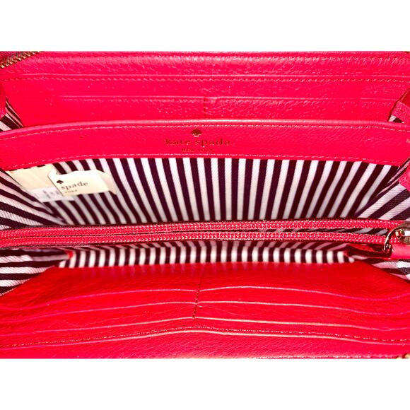 Kate Spade Deep Pink Cobble Hill Pebbled Leather Zip Around Wallet EUC - Picture 3 of 6